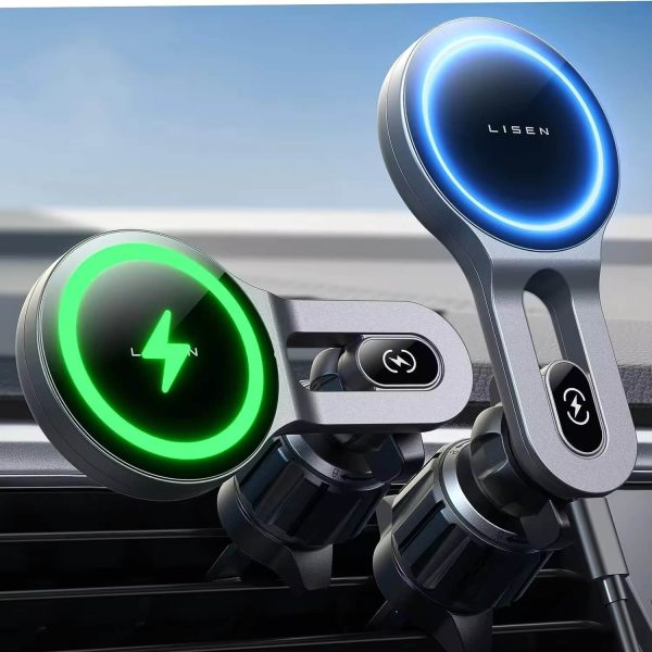 Lisen 15W QI2 Car Airvent Mount/Holder with Car Charger & Cable